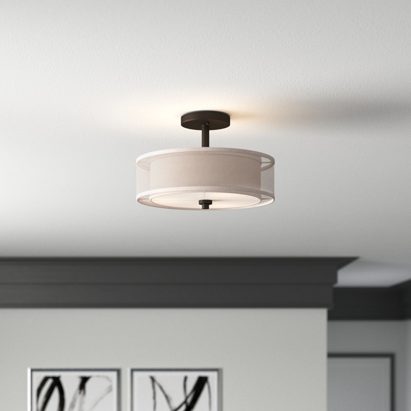Plafonnier cylindrique semi-encastré à 3 lumières de 15 po