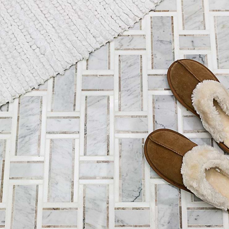 Esplanade 13x13 Polished Thassos Marble Mosaic Tile