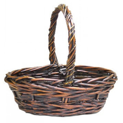 Panier en acajou brun à longues poignées