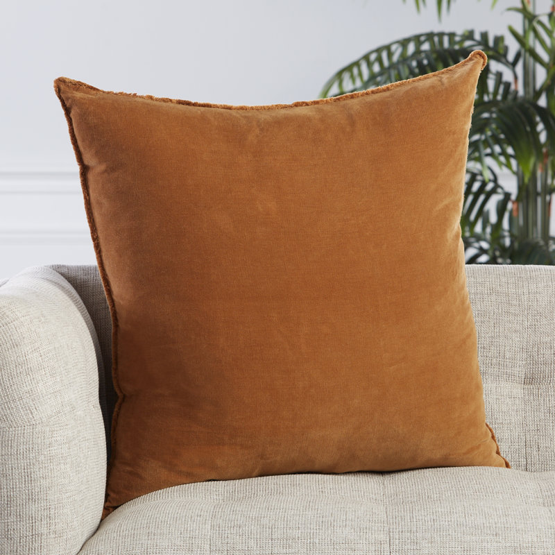 Kam Fringed Cotton Reversible Throw Pillow, Down Alternative, Brown