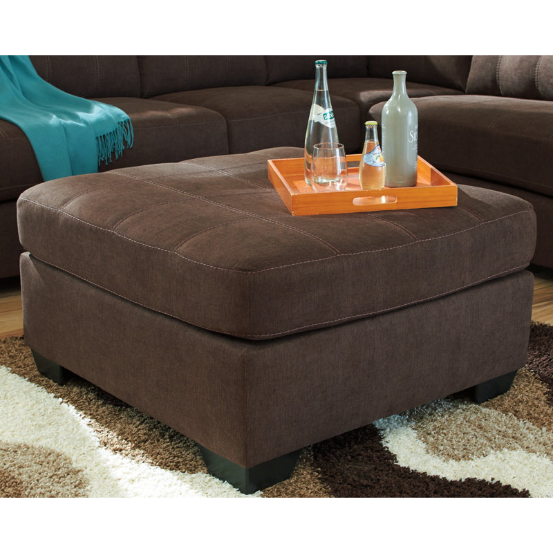 Upholstered Ottoman, Brown Polyester