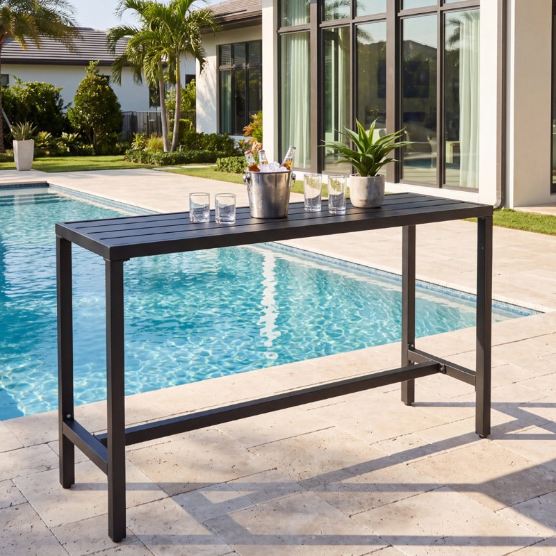 Counter Height 36.97'' Iron Bar Table, Black, 15.6" W x 62.99" L