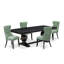 Cet ensemble de salle à manger moderne 5 pièces comprend une table de cuisine rectangulaire et 4 chaises en tissu de polyester vert saule, noir sablé-103472115