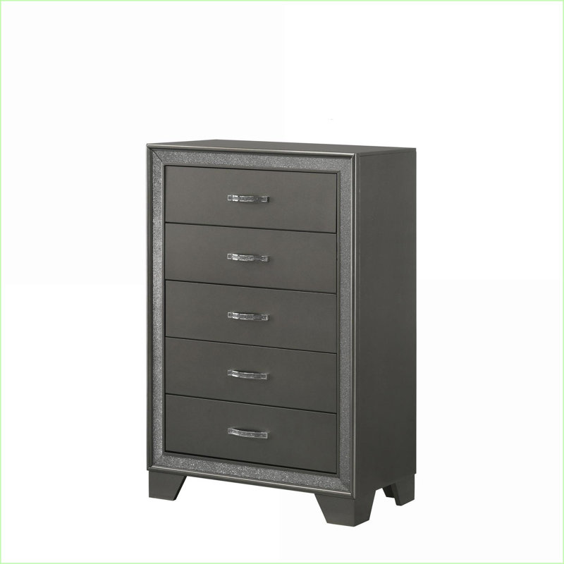 Commodes et amp; Garde-robes | Commode décorative 5 tiroirs Contemporary | Gris foncé | Bois