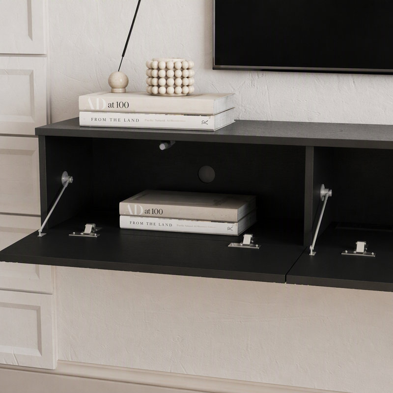 Support TV moderne de 67 pouces, support TV mural suspendu avec 16 DEL de couleur pour téléviseurs de 55, 60 et 65 pouces.