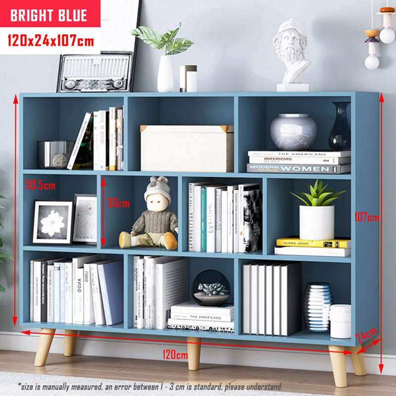 10 Cubes Bookshelf, 42.13" H x 47.24" W x 9.45" D, Bright Blue