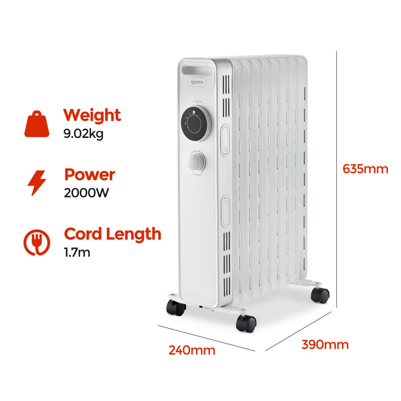 Igenix 2000W Oil Filled Radiator White