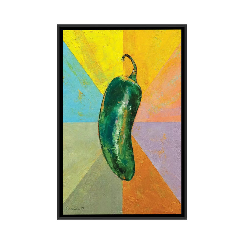 «Jalapeno», reproduction sur toile, H 26 po x l 18 po x P 1,5 po, Toile avec cadre noir, Pas de tapis