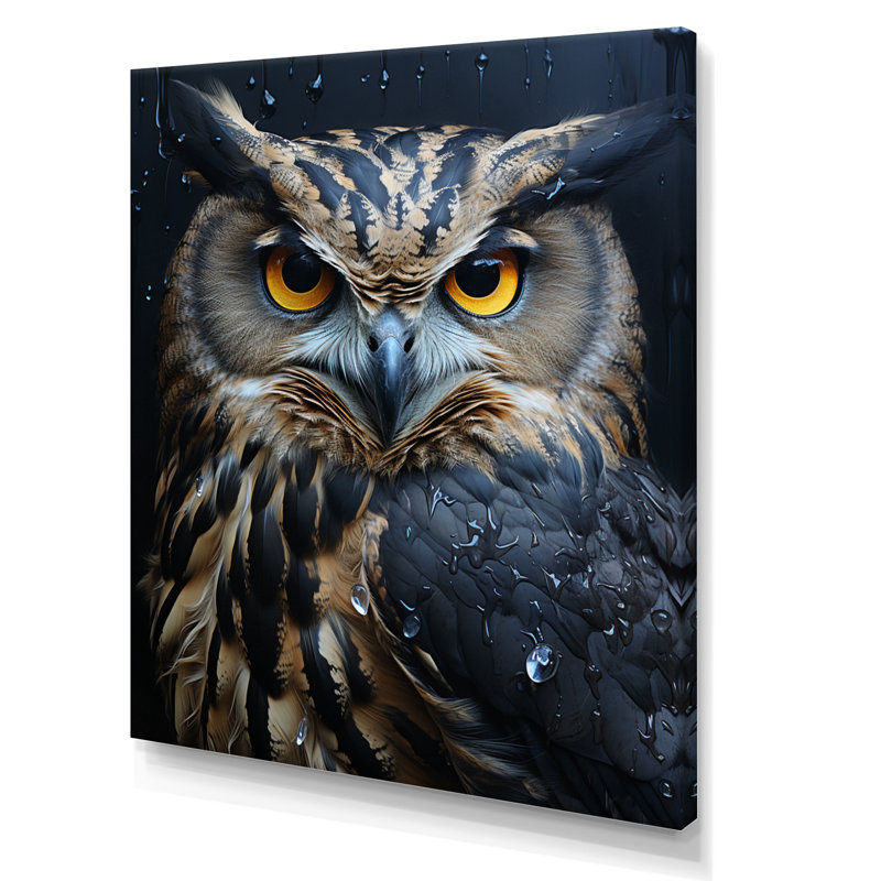 Veilleuse Grey Owl Nights II - animaux, art mural, salon, H 20 po x l 12 po x P 1 po, Toile tendue