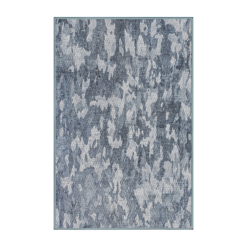 Tapis bleu tissé à la machine, Rectangle 2 pi x 4 pi