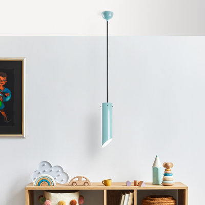 Turquoise Metal Chandelier, Adjustable Height 14.6 - 44.9 in | Ø3.9 in Base Plate, Ø3.1 in Cap | 1 x E27 Socket (Max 40W) | Elegant Lighting Fixture for Dining Room & Living Spaces, Modern Design, IP20 Rated