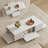 50.8" Modern Fluted Coffee Table with Storage, 4-Door Rectangle Coffee Table with Large Tabletop, White-623983288