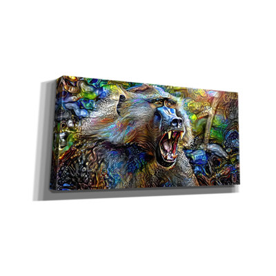 Epic Graffiti 'Sacred Baboon Hamadryas'  by Pedro Gavidia Canvas Wall Art, 40" x 20"