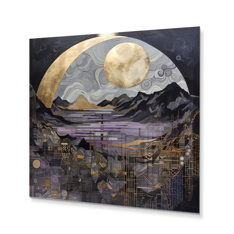 Golden Rising Moon III - impression sans cadre sur métal, H 23 po x l 23 po x P 1 po