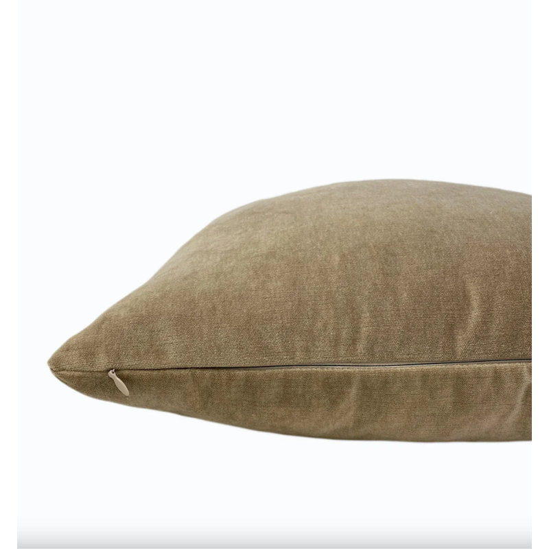 Housse de coussin en velours uni, Tanné, H 20 po x l 20 po