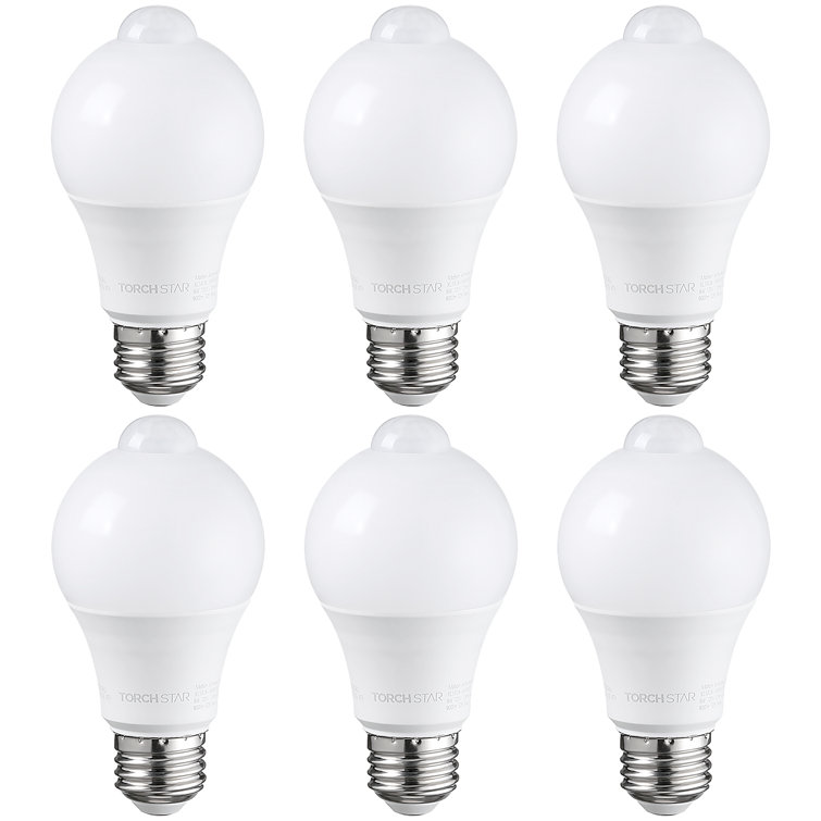 A19 LED Motion Sensor Light Bulb, 60W Eqv. E26 Base, 6000K Pure White