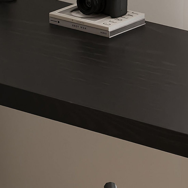 Bureau d'écriture en bois massif noir en forme de L, H 29,53 po x l 70,87 po x P 39,37 po, Retour à gauche