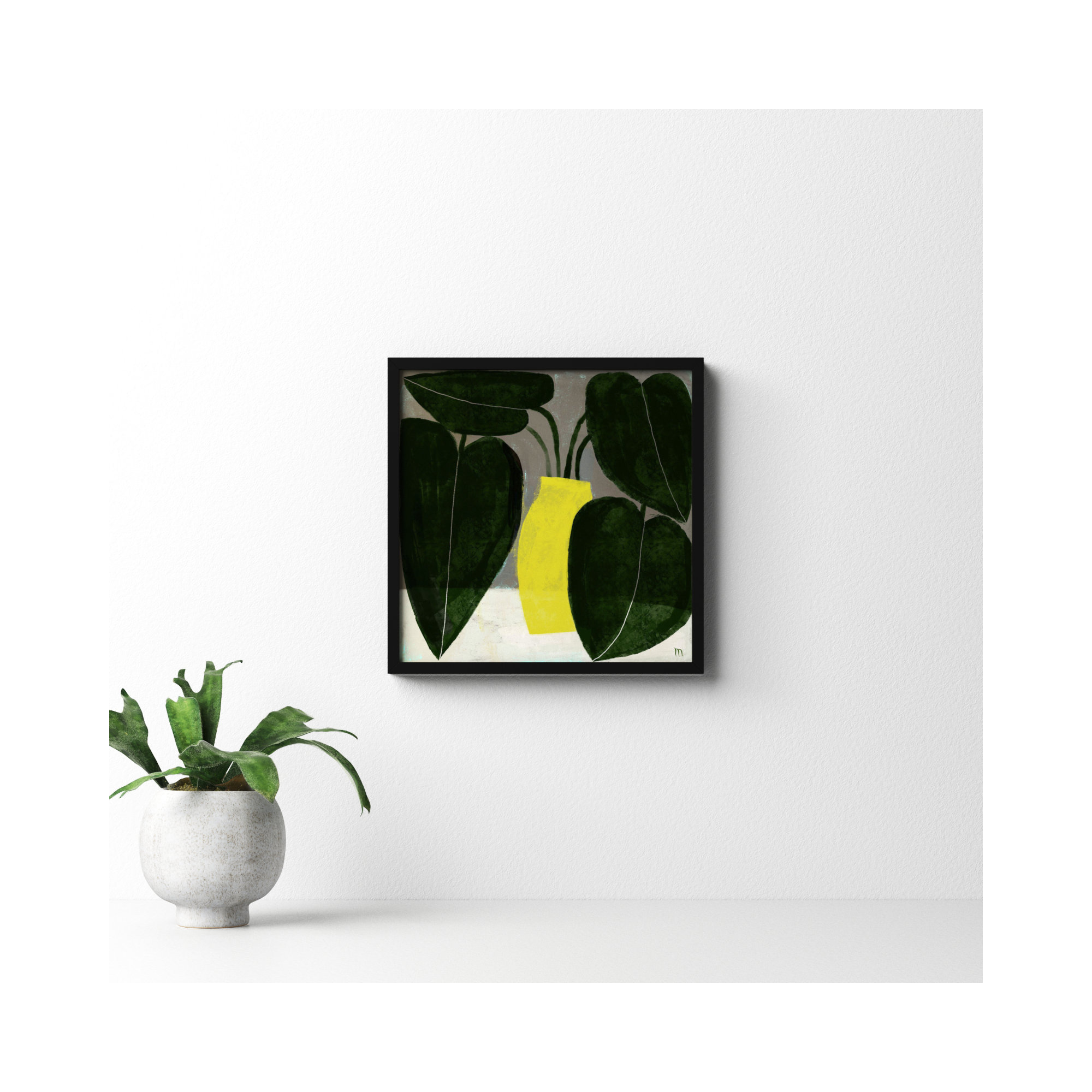 Plant #7 by StudioM, Black, 16" H x 16" W x 1.25" D