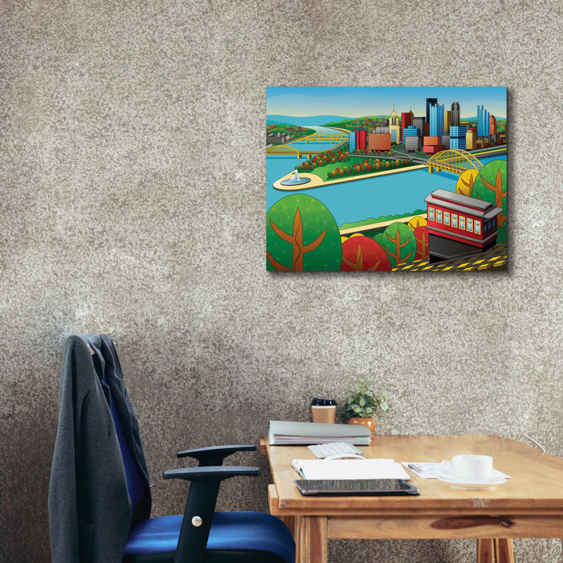 «Pittsburgh Incline Autumn» sur toile par Ron Magnes, H 26 po x l 34 po x P 1,5 po