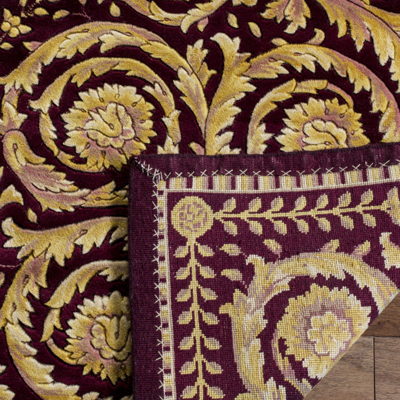 Tapis oriental jaune / brun en laine noué à la main Florence, Rectangle 6 pi x 9 pi