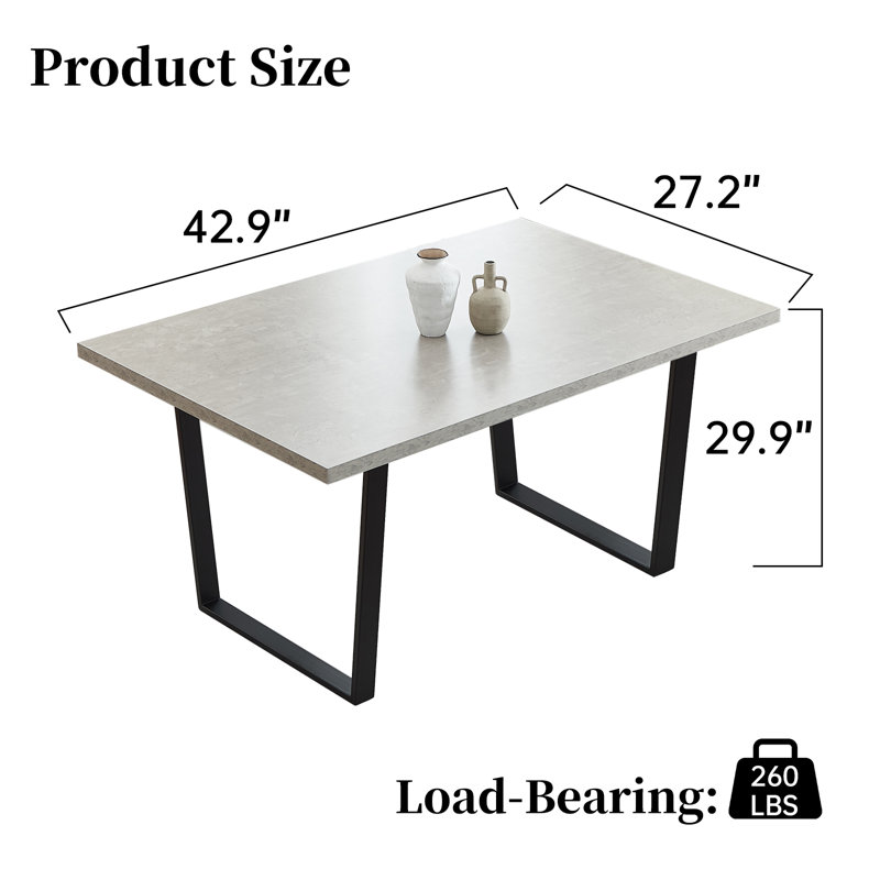 Havin Metal Base Dining Table, Gray