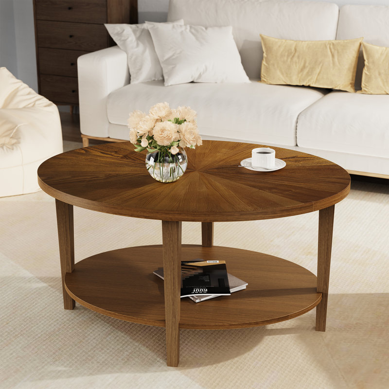 Solid Wood Oval Coffee Table, Brown