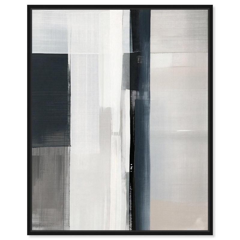 Toile bleue revisitée sur fond bleu par Art Remedy, H 21 po x l 17 po, Cadre flottant noir