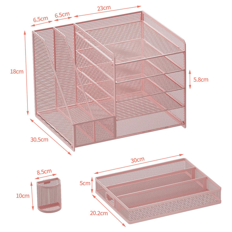Metal Stackable File Organiser, Pink