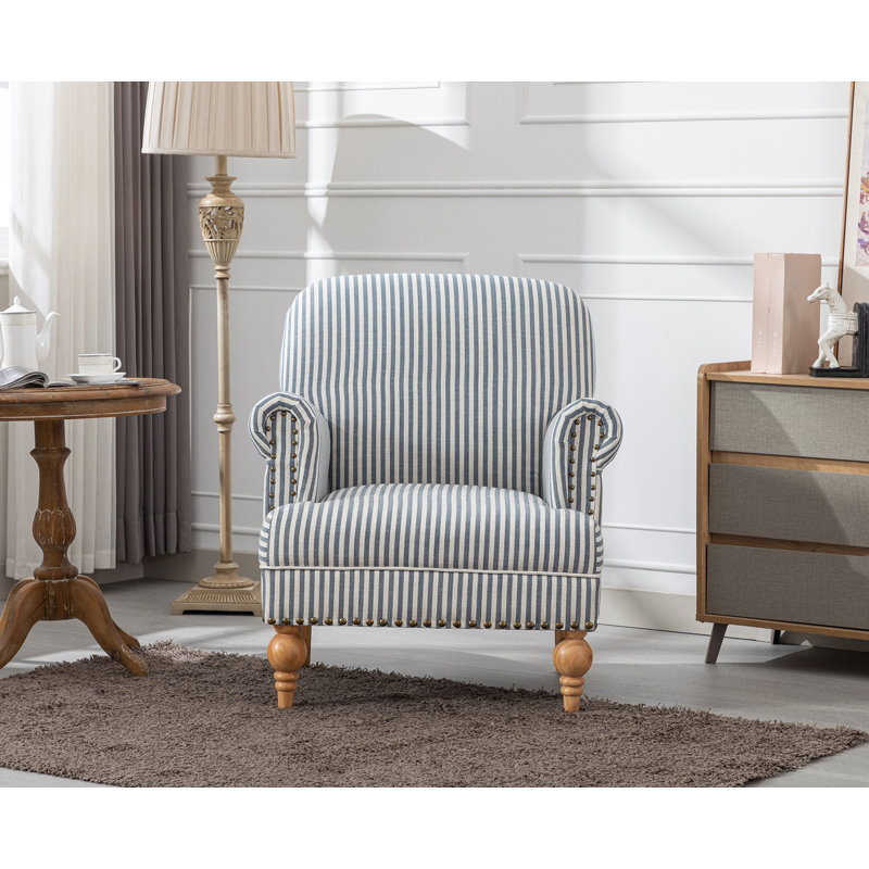 Fauteuil large de 31,5 po Tolna, Bleu rayé