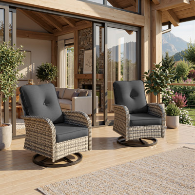 Chaises de patio à bascule pivotantes toutes saisons avec coussins