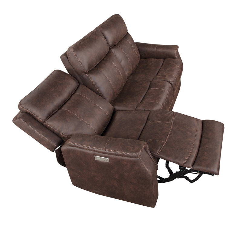 Frankenmuth Upholstered 84'' Power Reclining Sofa, Walnut 100% Polyester