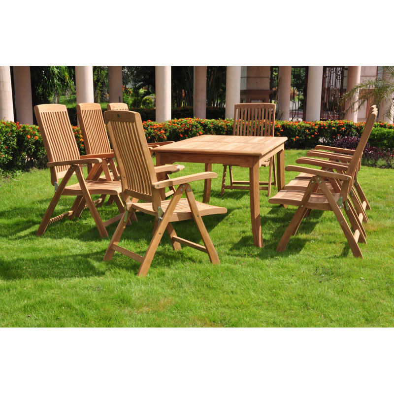 Eucptus 6 - Person Teak Wood Patio Dining Set with Rectangular Table