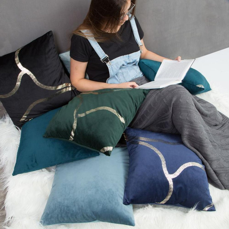 Fabric Zip Square Oxford pillowcases, Navy Blue