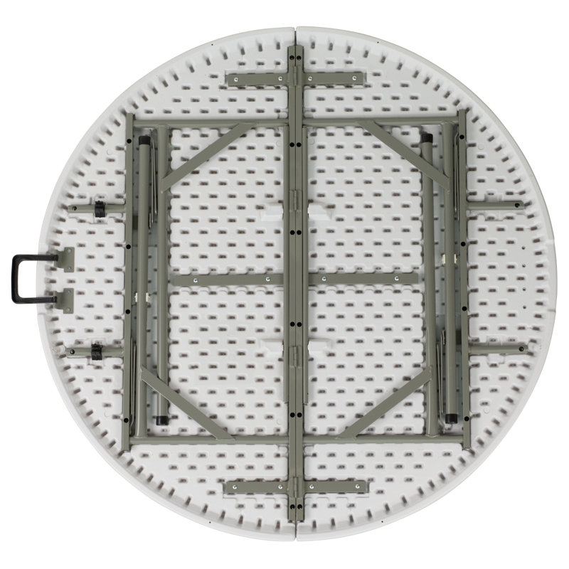 Gray Metal Frame Round White Plastic Folding Table