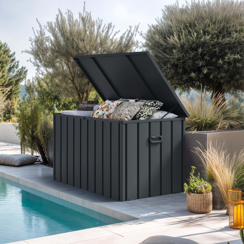 Purple Leaf 160 Gallons Water Resistant Lockable Resin Deck Box, Gray - Outdoor Storage Container for Patio Cushions, Pool Accessories & Garden Tools