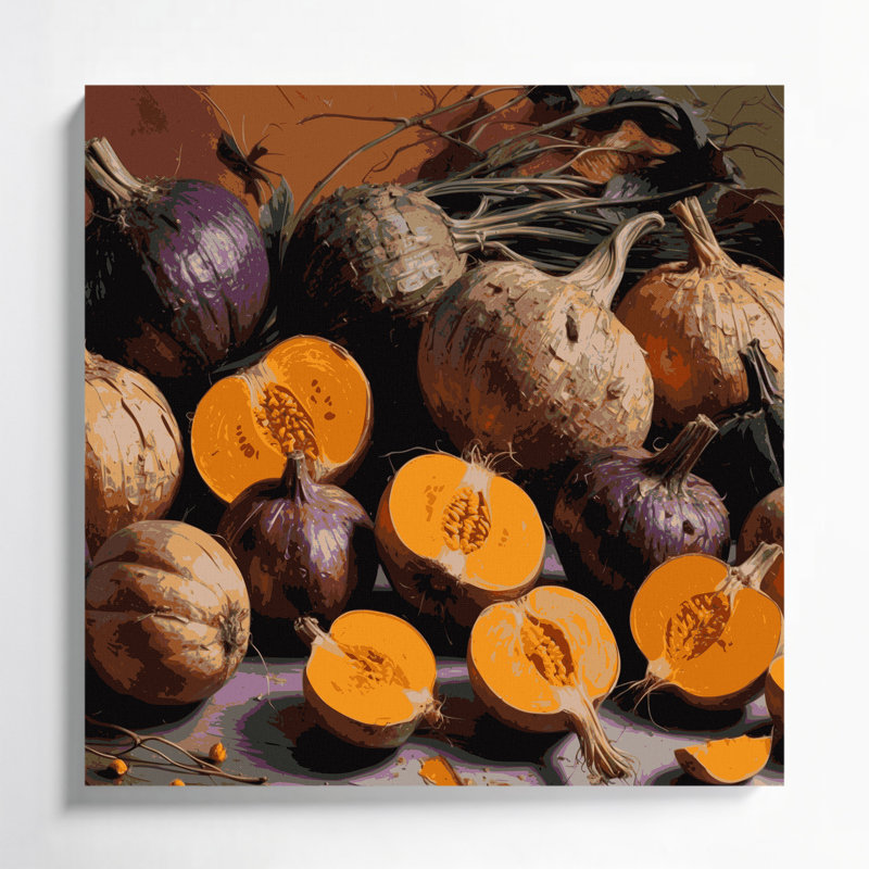 Vegetables Yam Brown Canvas Wall Art, 12" H x 12" W