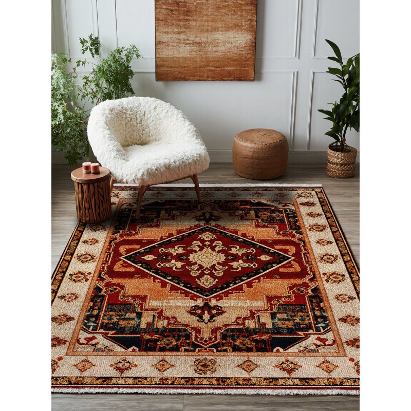 Tapis marocain en coton et polyester à imprimé numérique Ezra Collection, Tapis de couloir 3 pi 4 po x 14 pi 10 po
