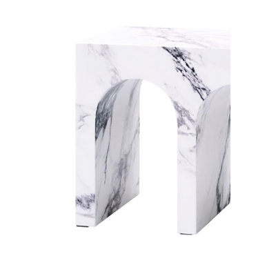 Table en pierre d'ingénierie moderne - surface en marbre blanc, imperméable et teintée, 22 po x 18 po 12 po, couleur chic 12 lb, pratique, 22 po 18 po, 12 po