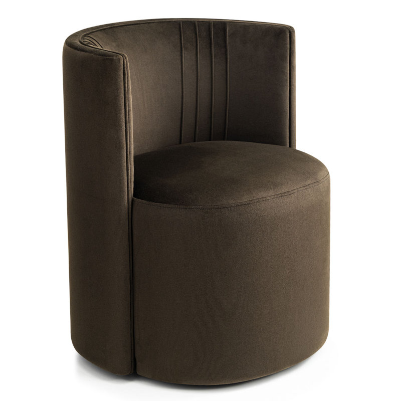 Modern Swivel Office Chair With Universal Wheels, Chocolate Brown