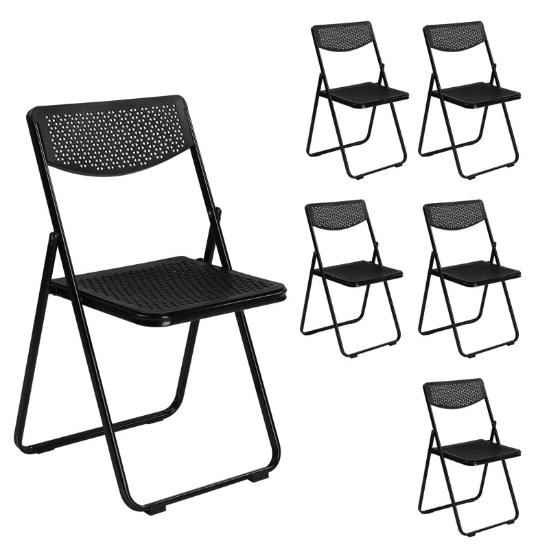 Chaises pliantes en plastique à motif ajouré, Noir