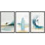 «Coastal Beach Sun Sand Surf», planche de surf bleu clair et océan encadré nautique, impression sur toile 3 pièces-91874940-91874941