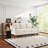 Classic Upholstered Sofa With Nailhead Trim And Wooden Legs-934205030
