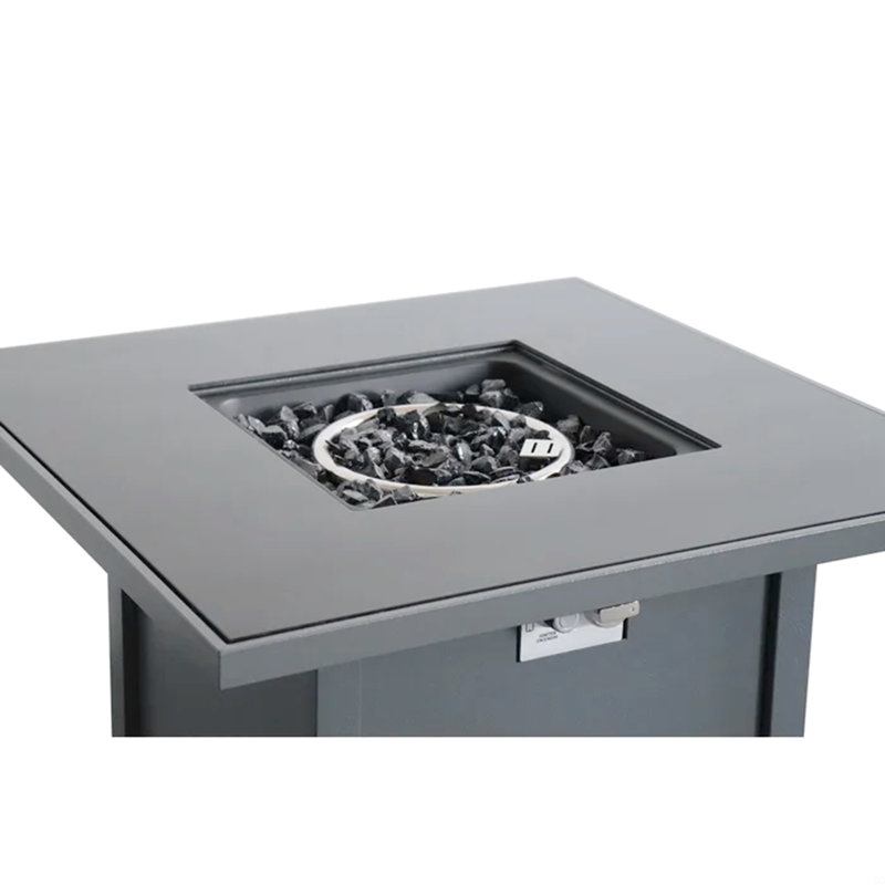 Foyer en métal thermolaqué avec surface en verre fumé, Gris