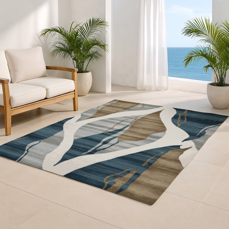 Tapis intérieur et extérieur gris Watercolor, Rectangulaire 2 pi x 3 pi
