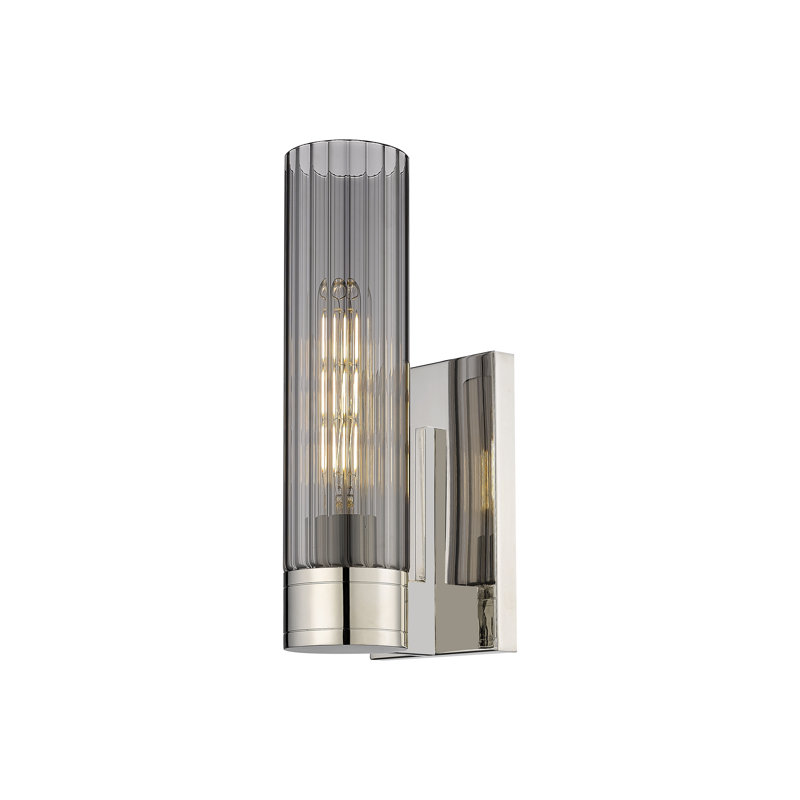 Applique murale 11 po Empire, H 12,63 po x l 5,5 po x P 3,13 po, Plaqué couleur fumée, Nickel poli