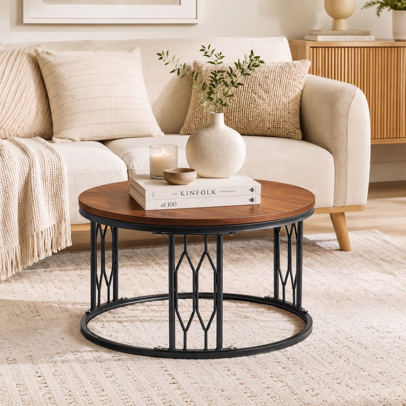 Table basse Modern, Walnut Top/Black Base