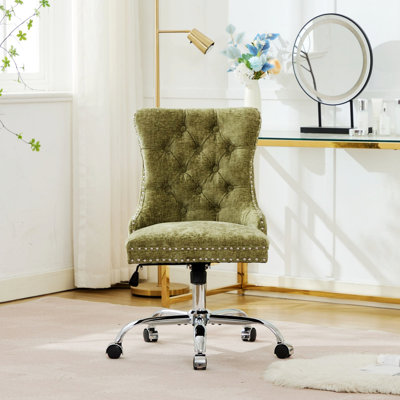 Chaise de bureau, chaise de bureau rembourrée capitonnée avec base en métal