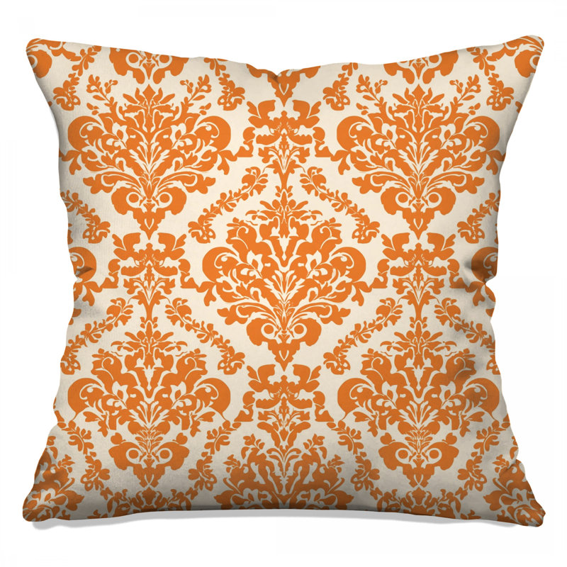 Coussins décoratifs à motif damas orange, 18 x 18 inches