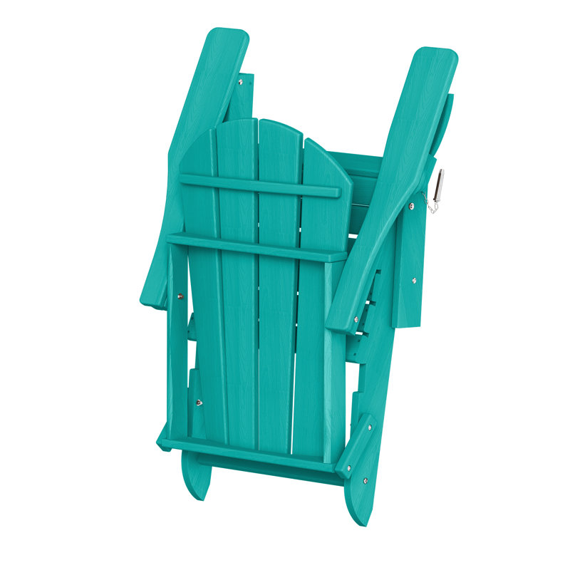 Chaise pliante Mallette Adirondack en PEHD à texture de bois avec porte-gobelet, Bleu lac