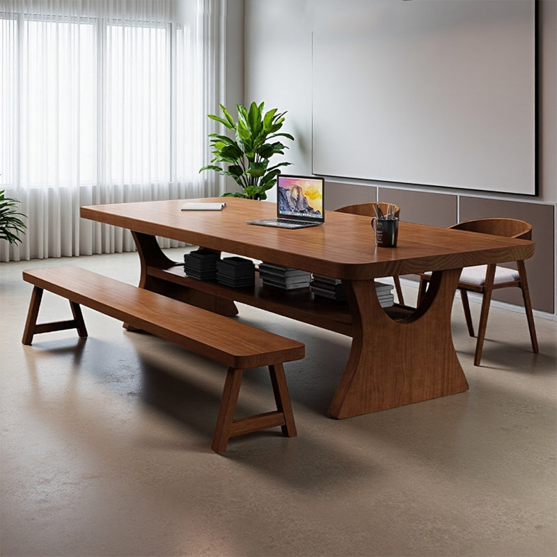 Simple Rectangle Table Millwood Pines Solid Wood Simple Rectangular Conference Table - Wayfair ...